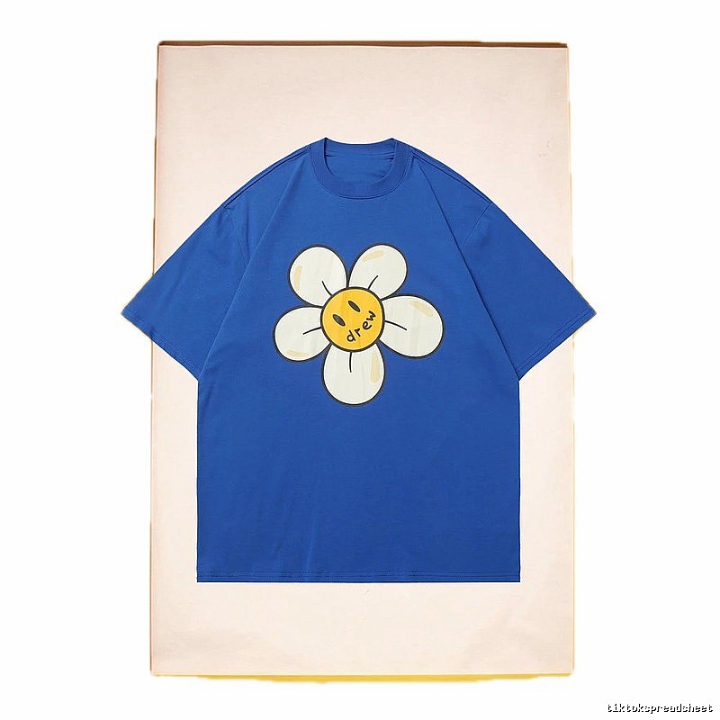 DREW Smiley Face Floral Street Style Blue T-shirt