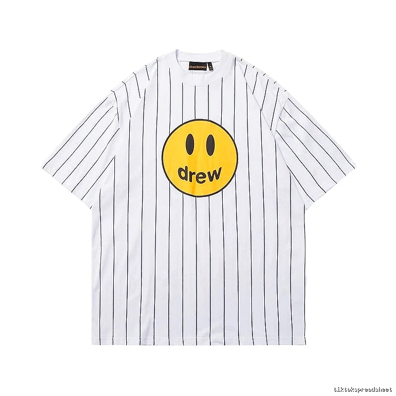 DREW Smiley Face Street Style White Striped T-shirt