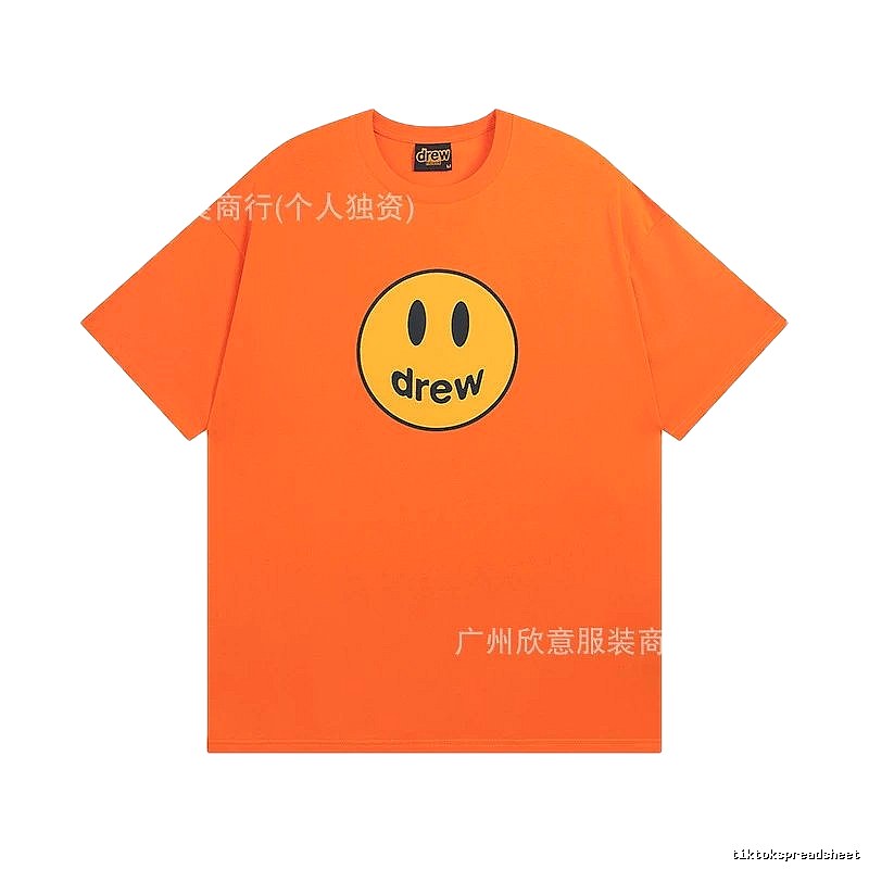 DREW Smiley Series Street Style Orange Short Sleeve T-shirt