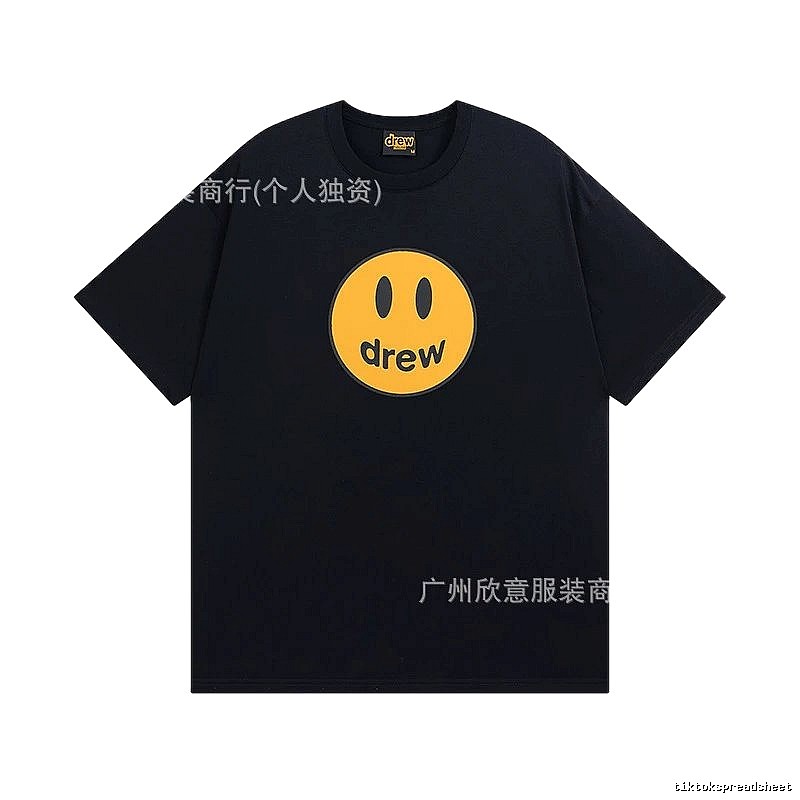 DREW Smiley Street Style Black Short-sleeve T-shirt