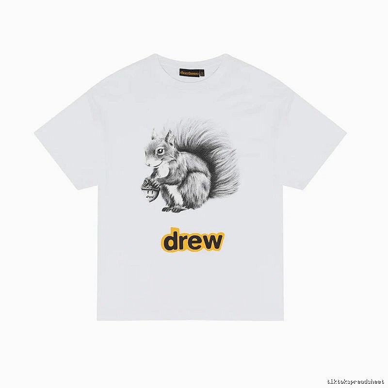 DREW Squirrel Print Street Style White T-shirt
