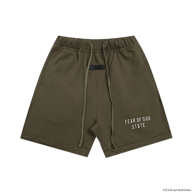 ESSENTIALS Sporty Military Green Shorts