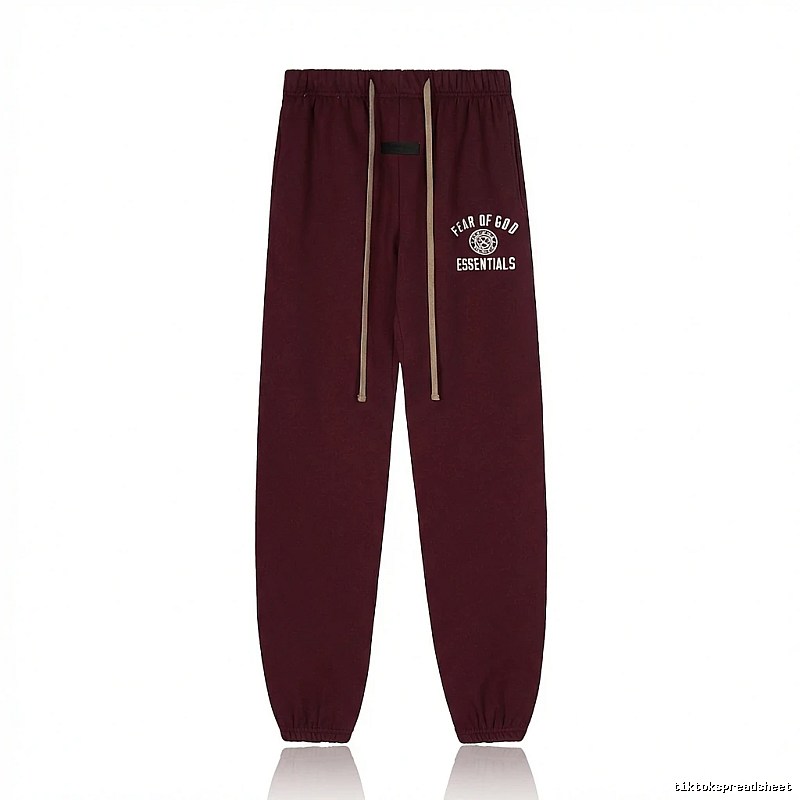 ESSENTIALS Trendy Casual Wine Red Sweatpants