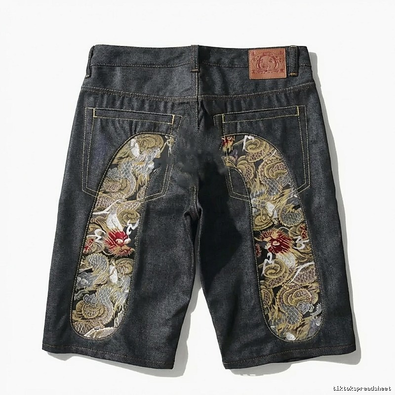 EVISU dragon pattern retro denim shorts