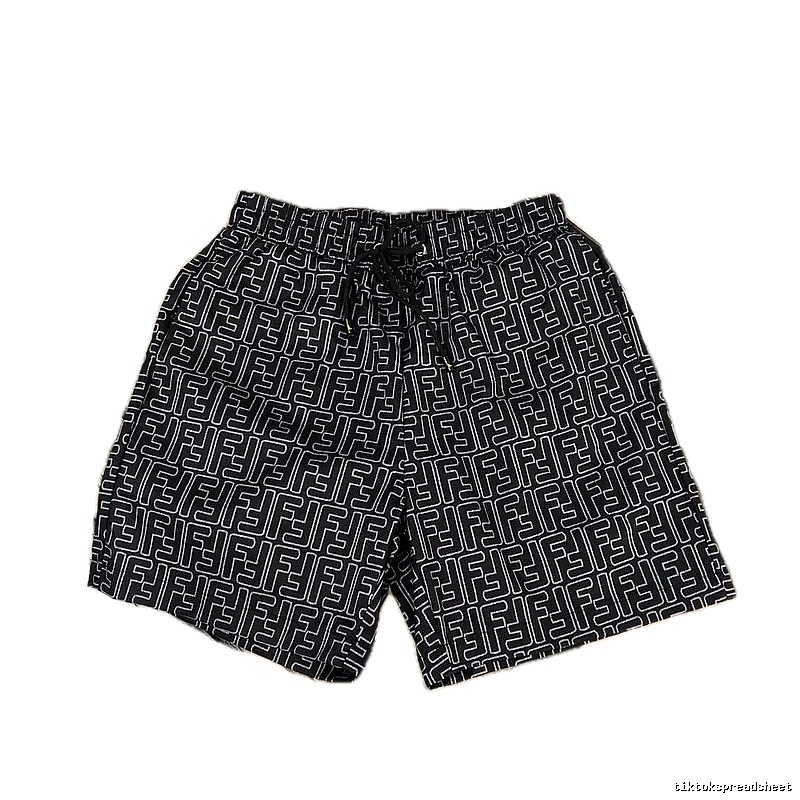 Fendi Double F Collection Vintage Monogram Style Black Shorts