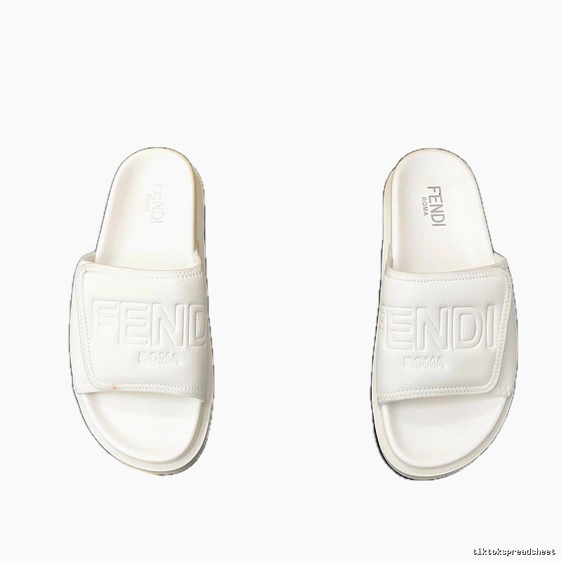 FENDI ROMA Collection Minimalist Style White Slide Sandals