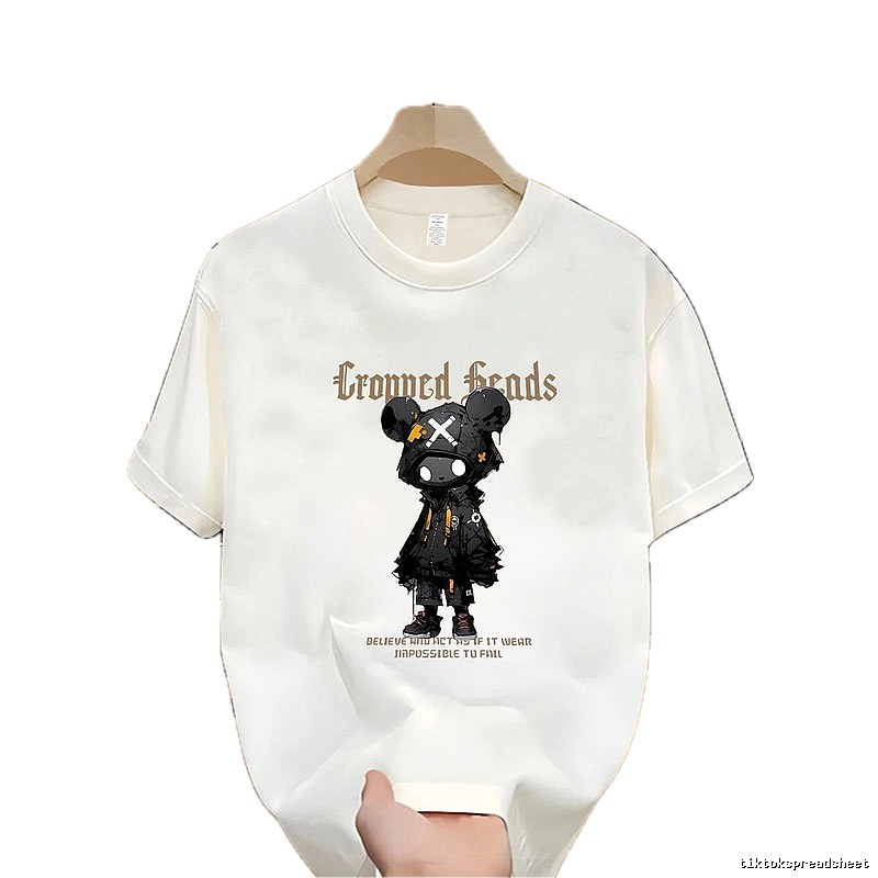 Gloomy Bear Printed Street-style Off-white Short-sleeve T-shirt