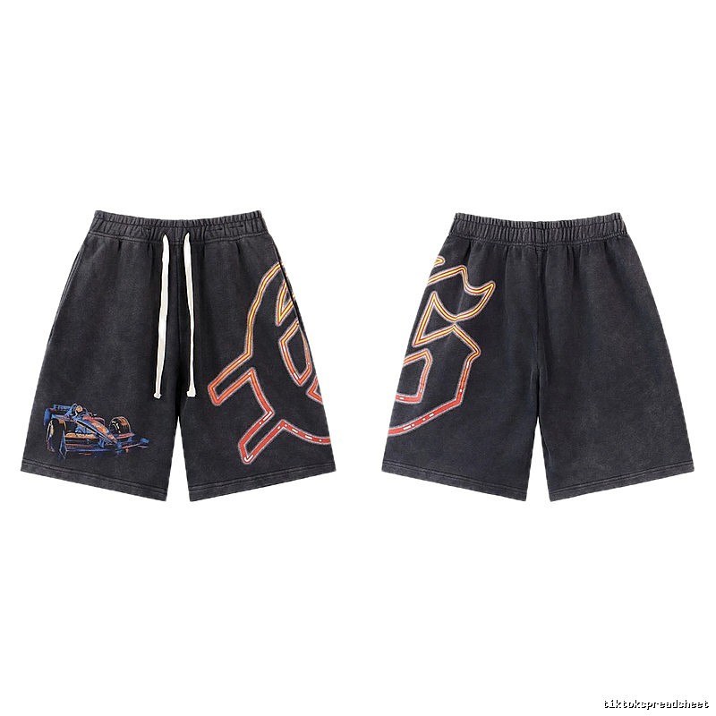 Godspeed Racing Print Street Style Charcoal Black Shorts