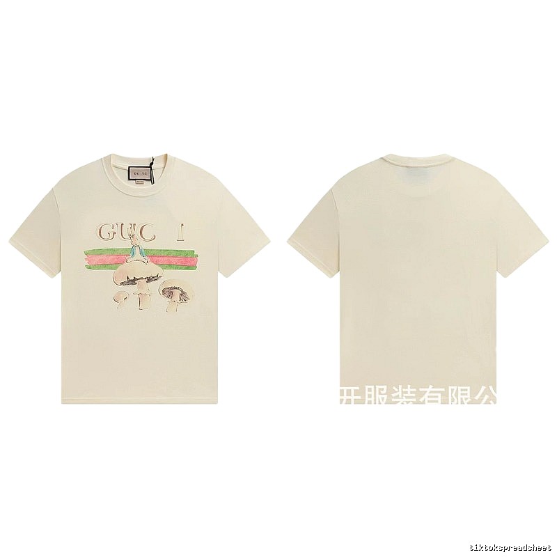 Gucci Co-branded Retro Style Off-white Printed T-Shirt