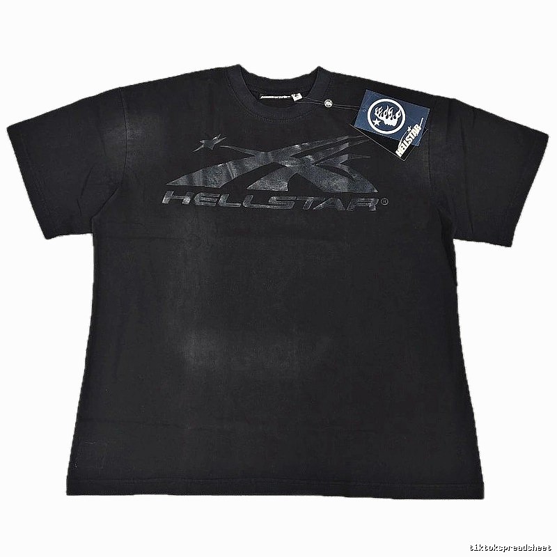 Hellstar Distressed Print High Street Style Black T-Shirt