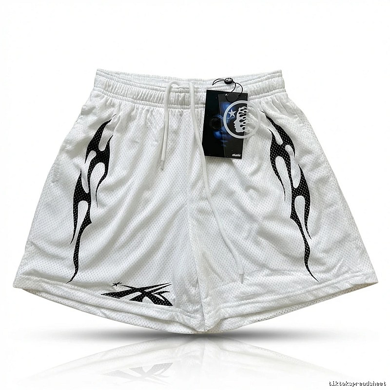 Hellstar Flame Trend Brand White Shorts