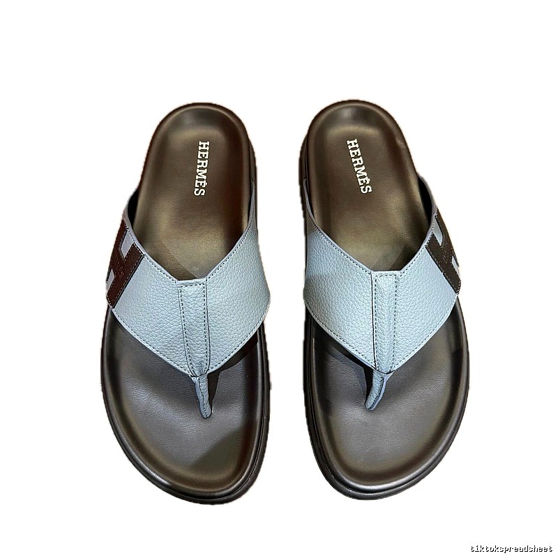 Hermès Classic Casual Style Grey-blue Flip-flops