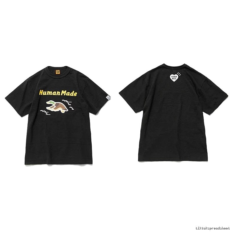 Human Made Gift Ready Heart logo T-shirt Black Green Human with Fresh Pattern