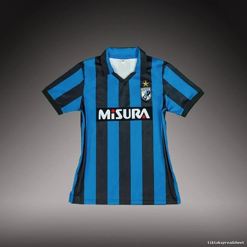 Inter Milan Casual Brehme #3 soccer jersey Blue Black Striped for Streetwear Looks
