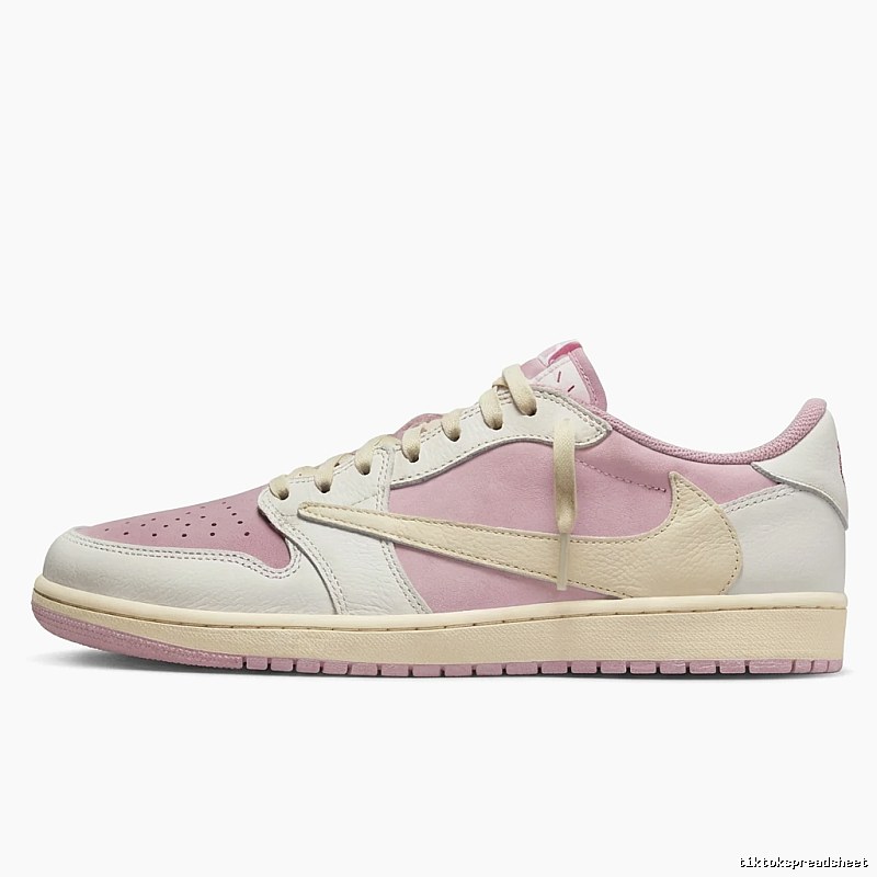 Jordan AJ1 Low-Top Pink and White Athletic Shoes