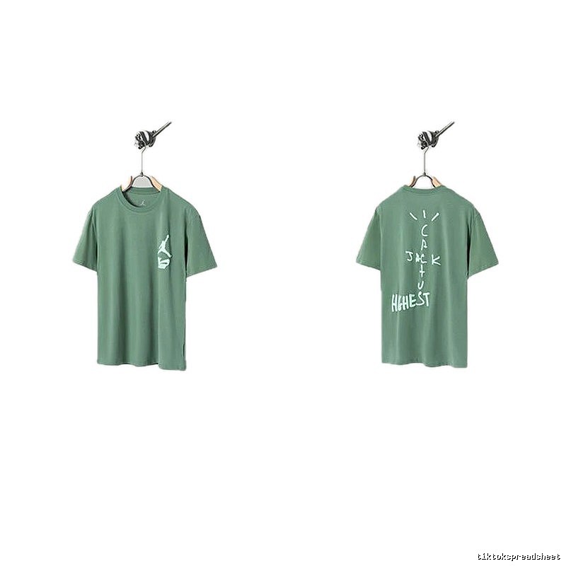 Jordan x Travis Scott Co-branded Street Style Pea Green T-Shirt
