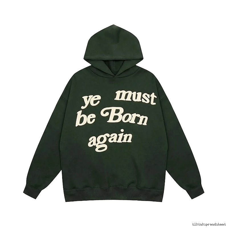 Kanye retro-style dark green hoodie