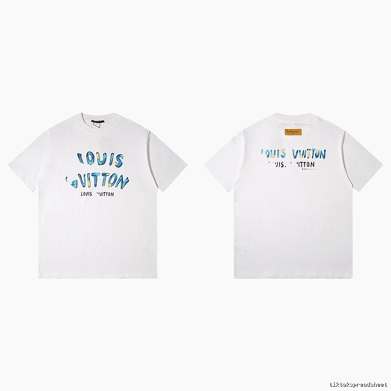 Louis Vuitton Hand-painted Graffiti Casual Style White T-shirt