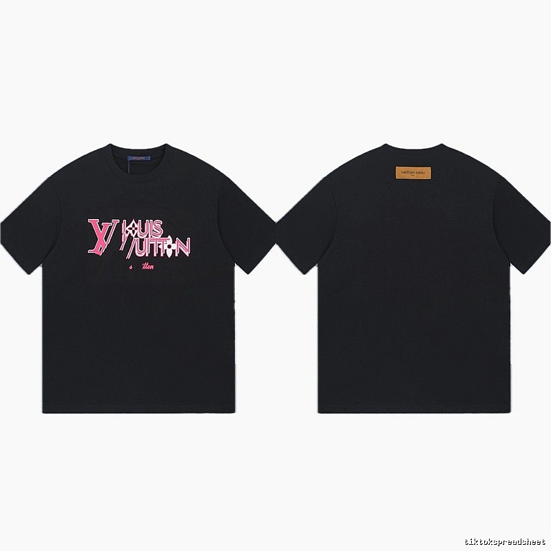 Louis Vuitton Letter Print Trendy Style Black T-shirt