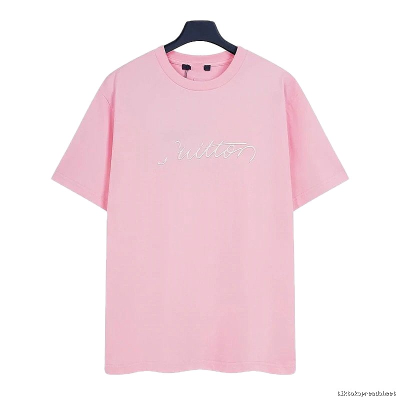 Louis Vuitton Minimalist Style Embroidered Pink T-Shirt