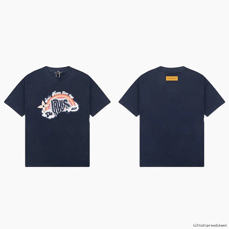Louis Vuitton Rainbow Graffiti Street Style Navy Blue T-shirt