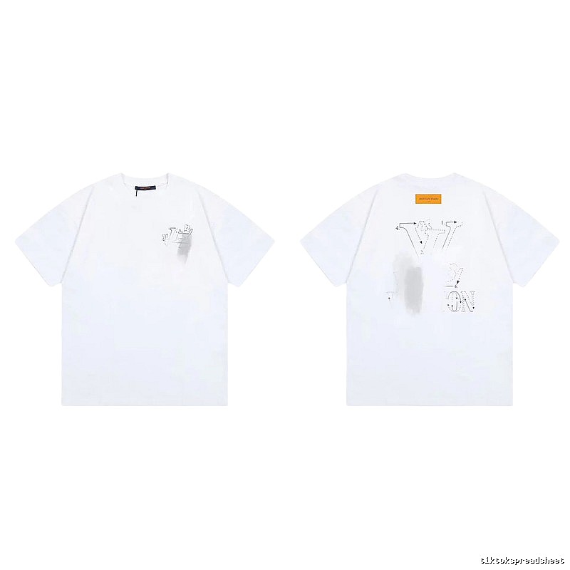 Louis Vuitton Trendy Line-drawing Style White Short-sleeve T-shirt
