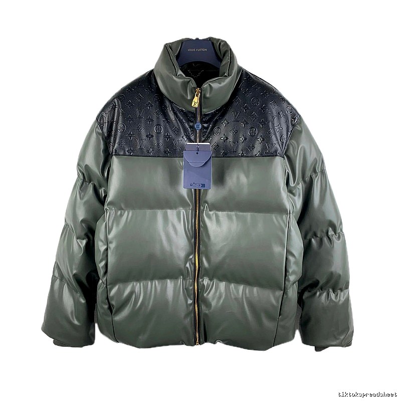 LV classic style fashionable dark green down jacket
