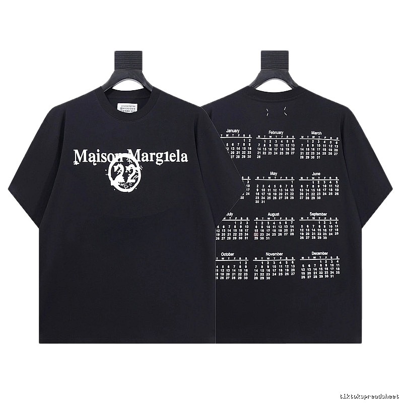 Maison Margiela Calendar Print Trendy Cool Black T-Shirt