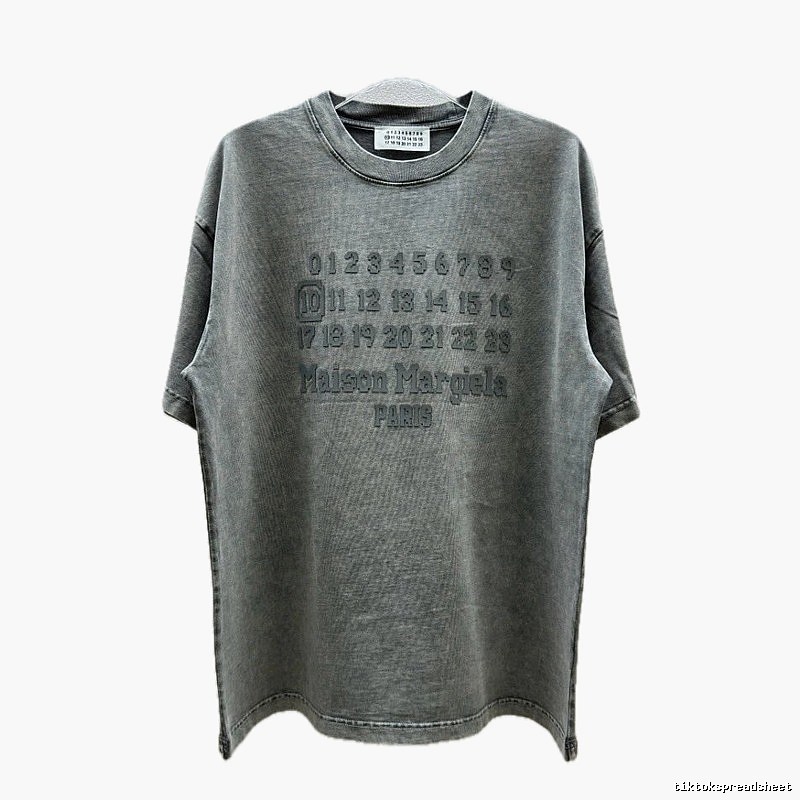 Maison Margiela Numbers Collection Vintage Washed Grey Short Sleeve T-Shirt