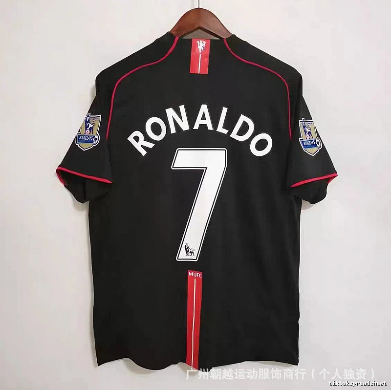 Manchester United Lightweight Beckham #7 soccer jersey White Black Retro for Gift Ideas