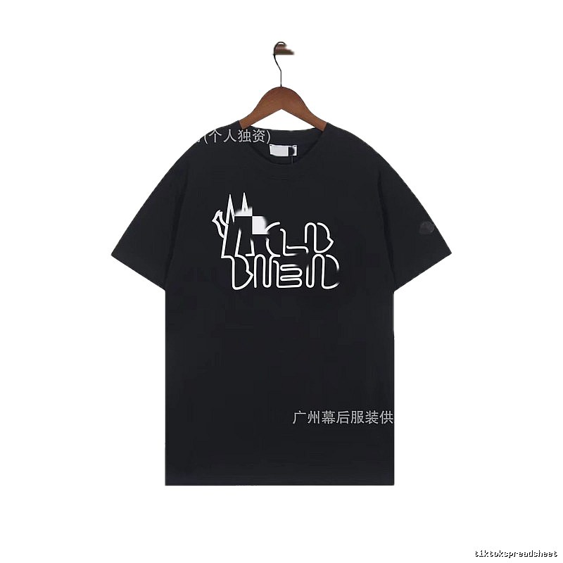 Moncler Neon Print Trendy & Cool Black T-Shirt