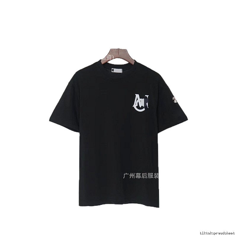 Moncler Printed Casual Style Black T-Shirt