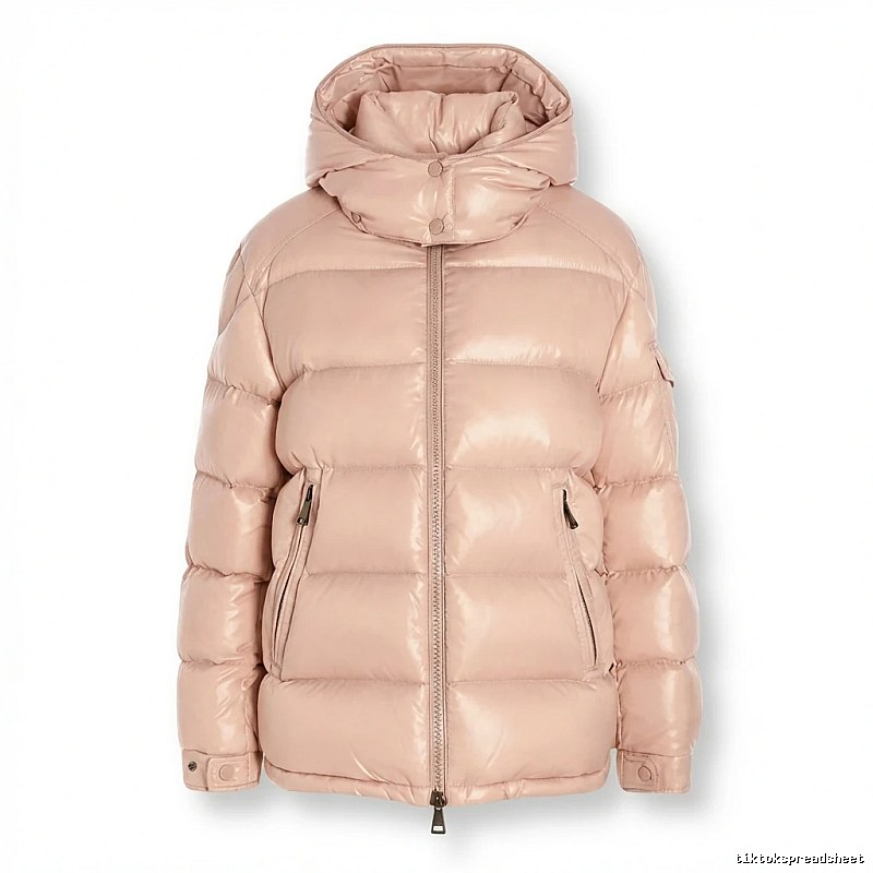 Moncler shiny casual pink down jacket