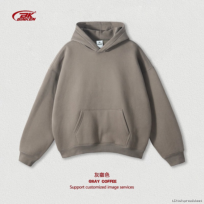 Monogram Pullover hoodie Navy Blank Kangaroo for Layered Styling