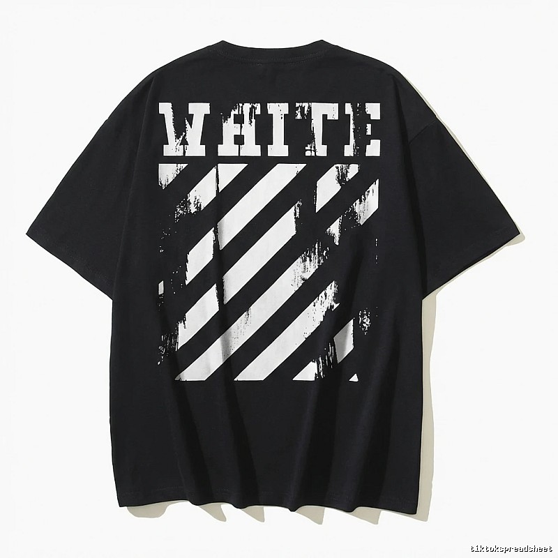 Off-White striped-style black T-shirt