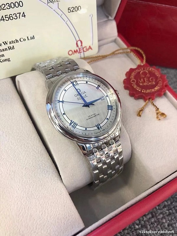Omega Watch with Silver Bracelet Watch Detail