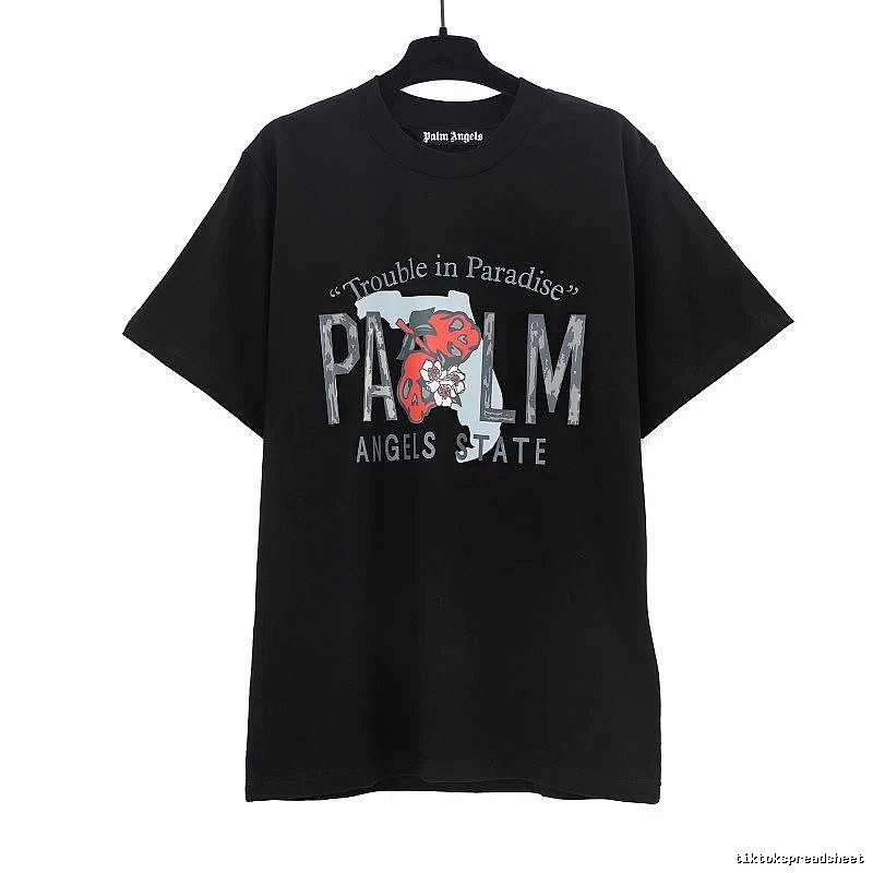 Palm Angels Travel Logo T-shirt White Palm Tree with Modern Look