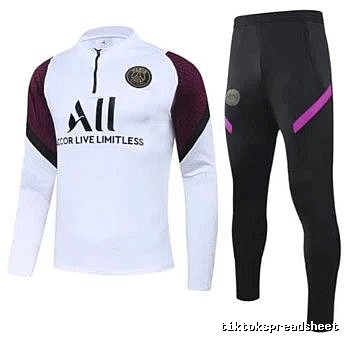 Paris Saint-Germain 2020-21 Half-Purple Sleeve Detail White Training Tracksuit Set Resort Wear