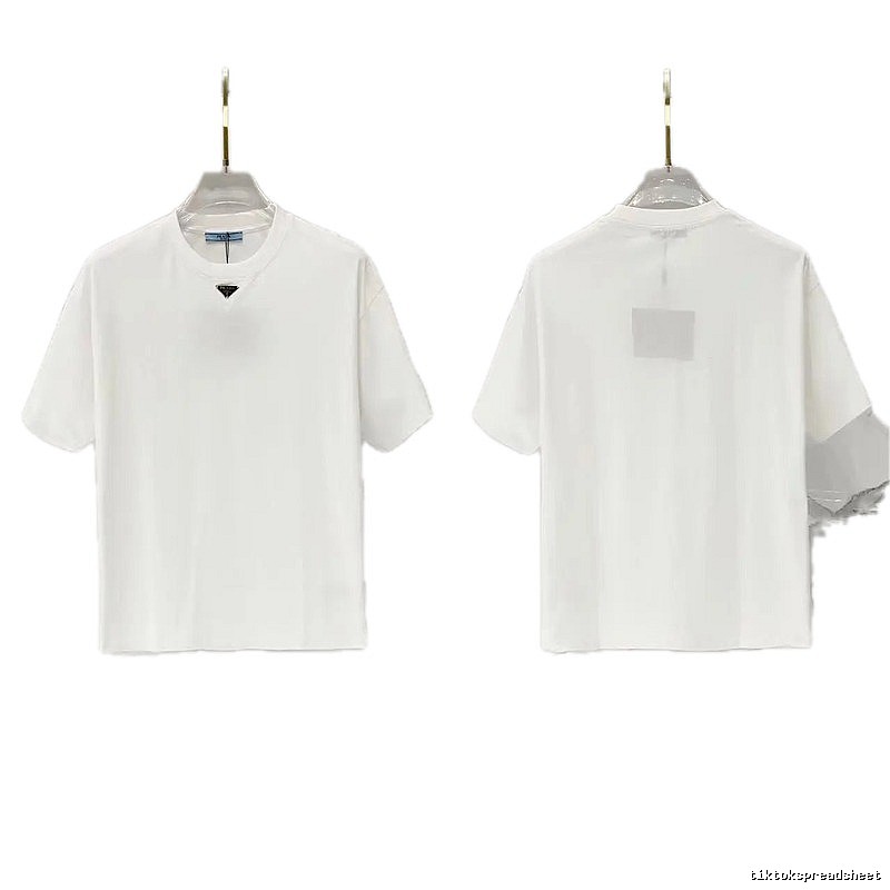 Prada Triangle Logo Minimalist Style White T-Shirt