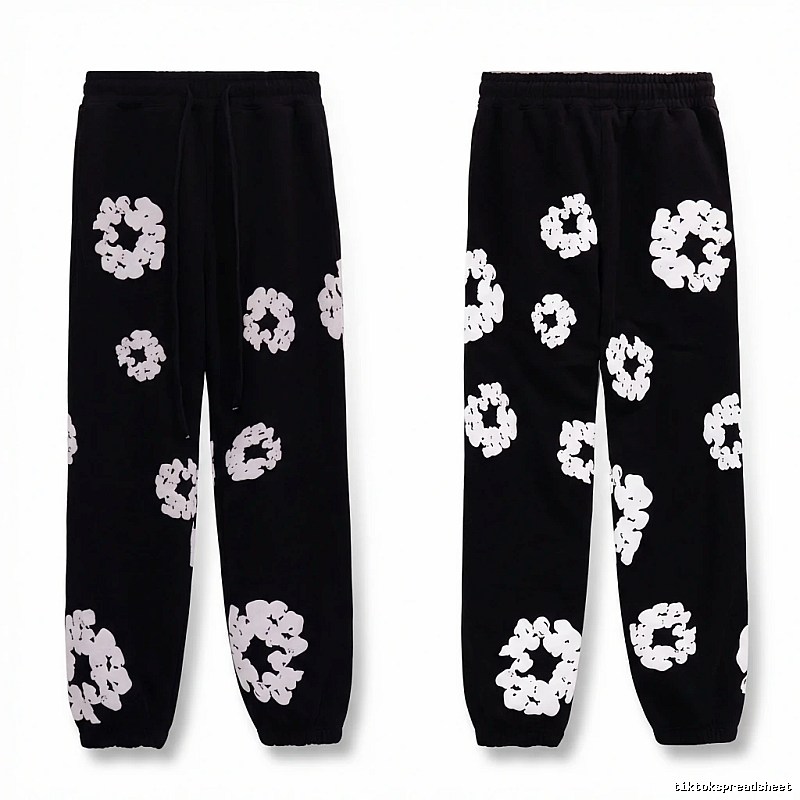 Printed casual black pants with DENIM TEARS style