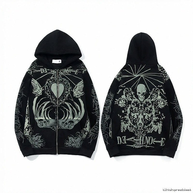 Revenge Dark Style Skull Print Hoodie