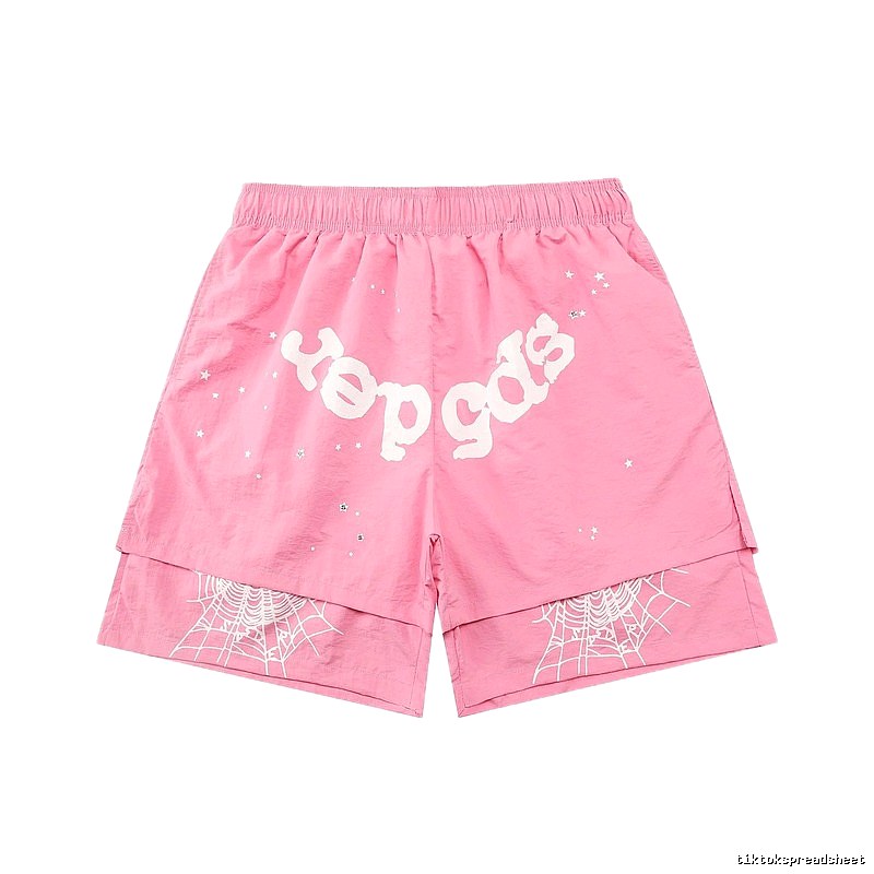 Sp5der star - printed pink shorts