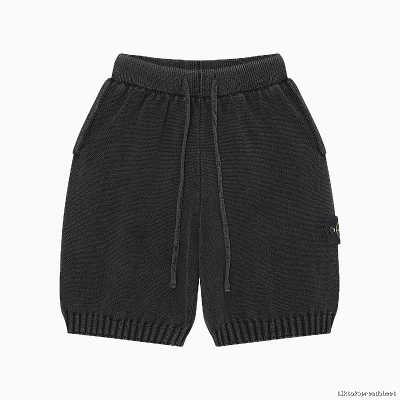 Stone Island Classic Street Style Carbon Black Knit Shorts