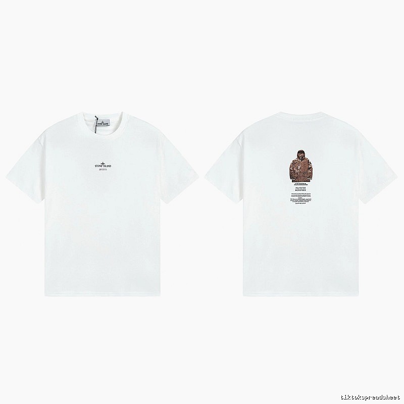 Stone Island Printed Functional Style White Short Sleeve T-shirt