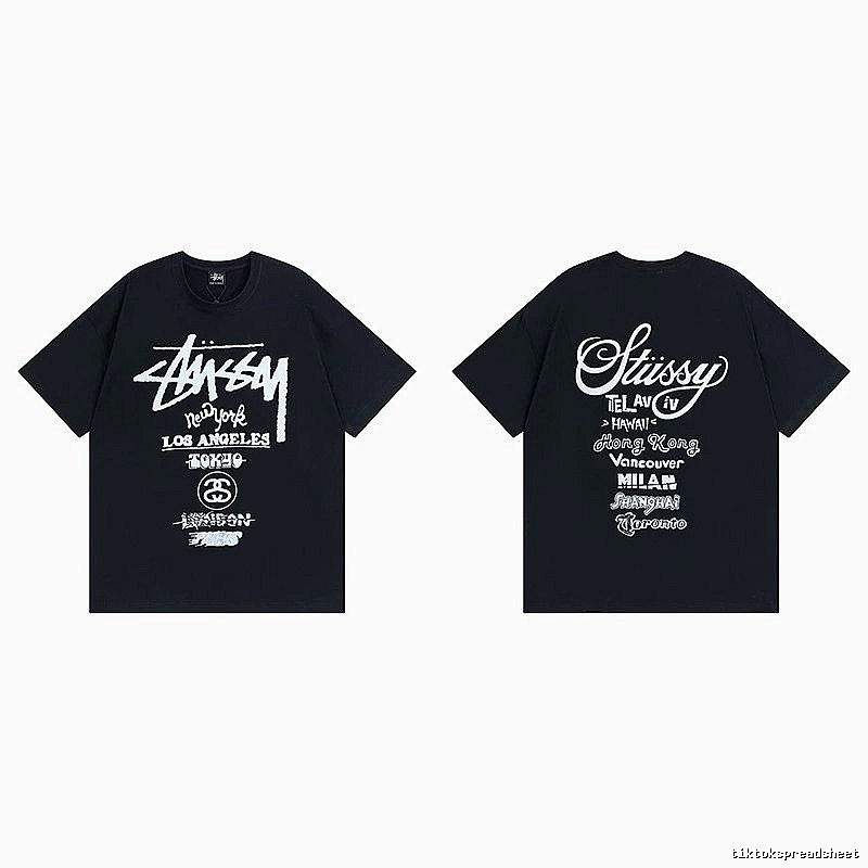 Stussy Black Spider Graphic T-Shirt Bold Graphic Logo