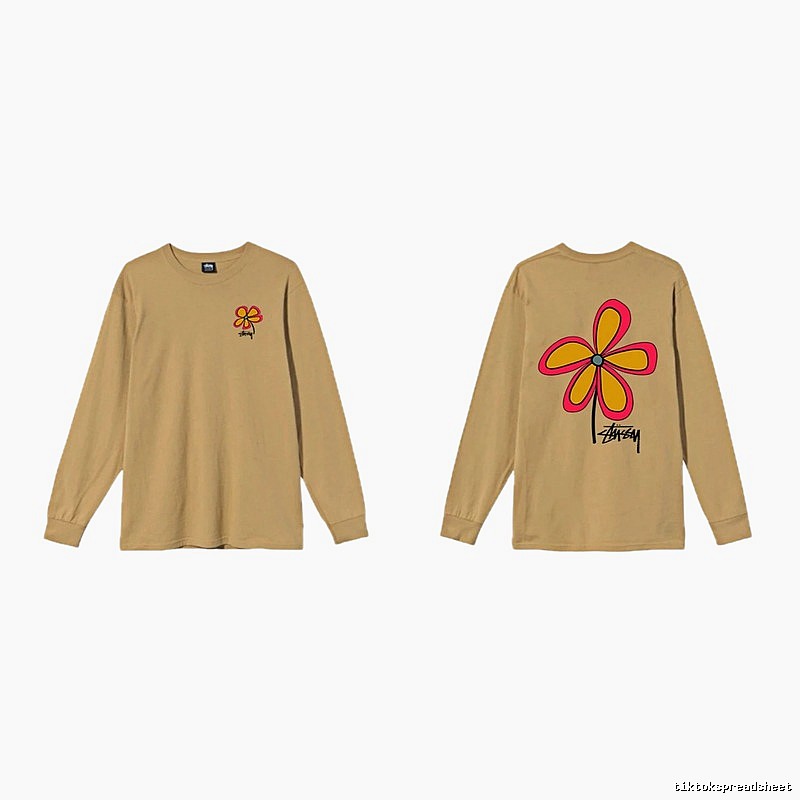 Stussy Floral Casual Khaki Long-Sleeve