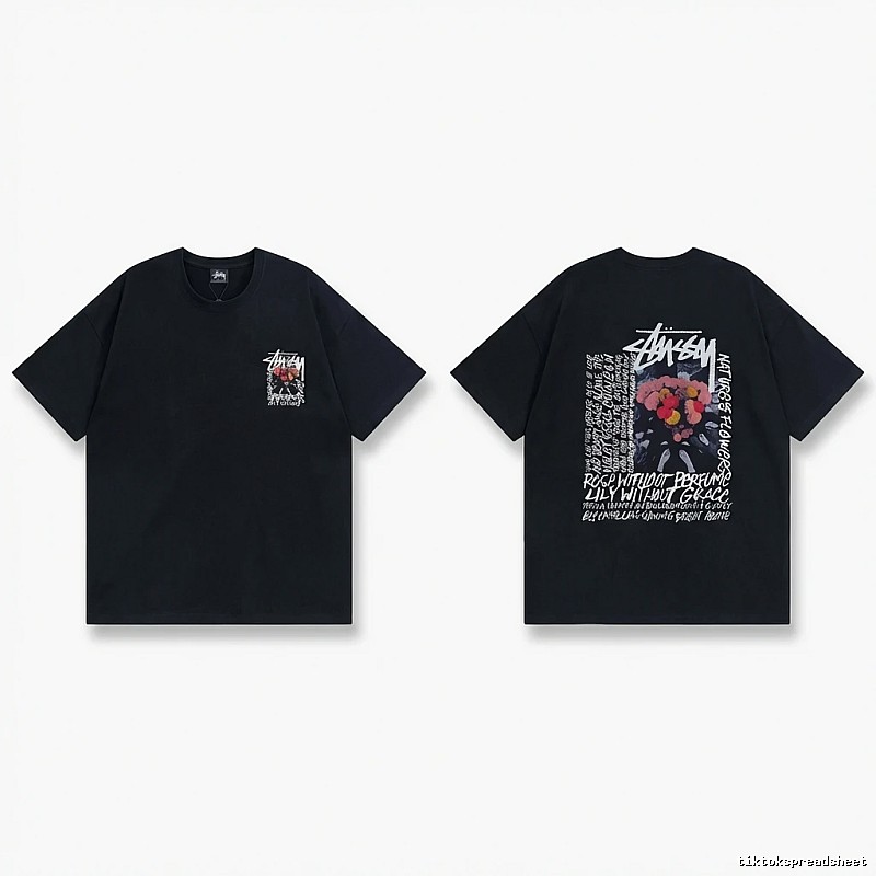 Stussy Floral Style Black T-shirt