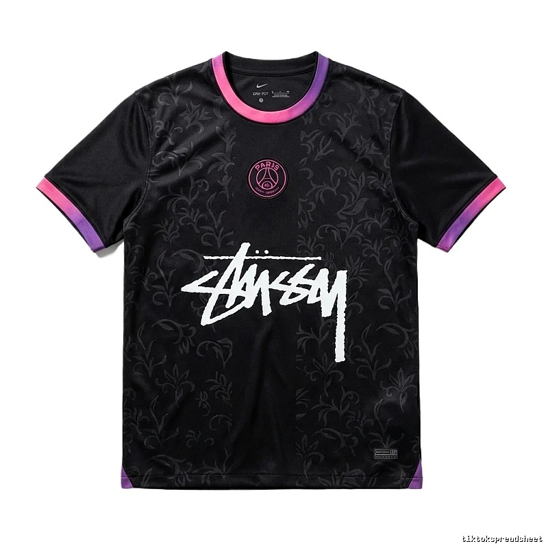 Stussy Paris Co-branded Style Black T-shirt