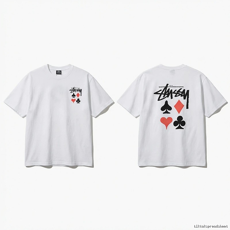Stussy Playing Card Style White T-Shirt