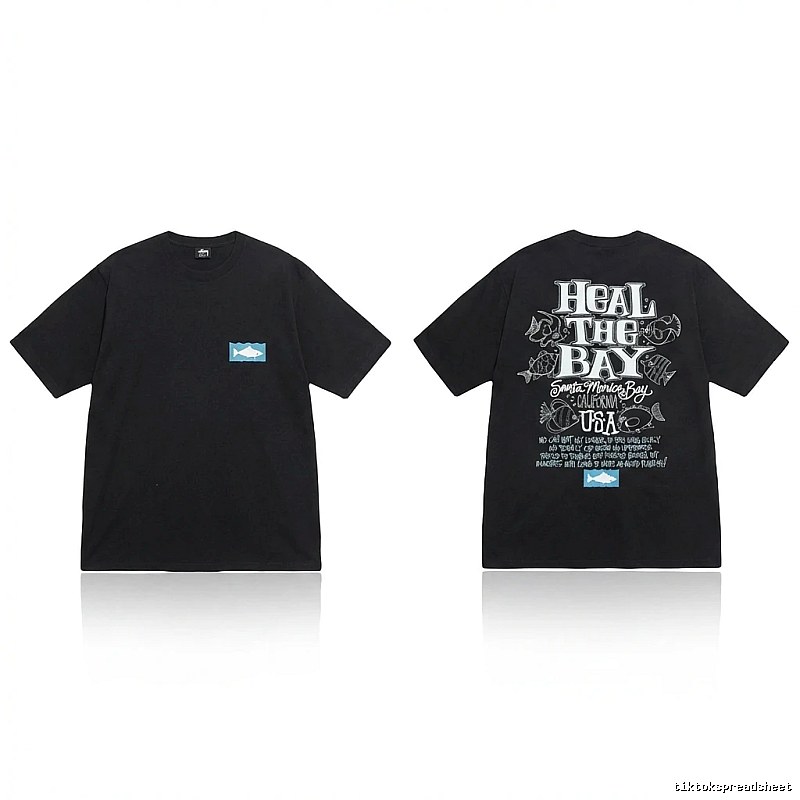 Stussy retro-style black short-sleeve